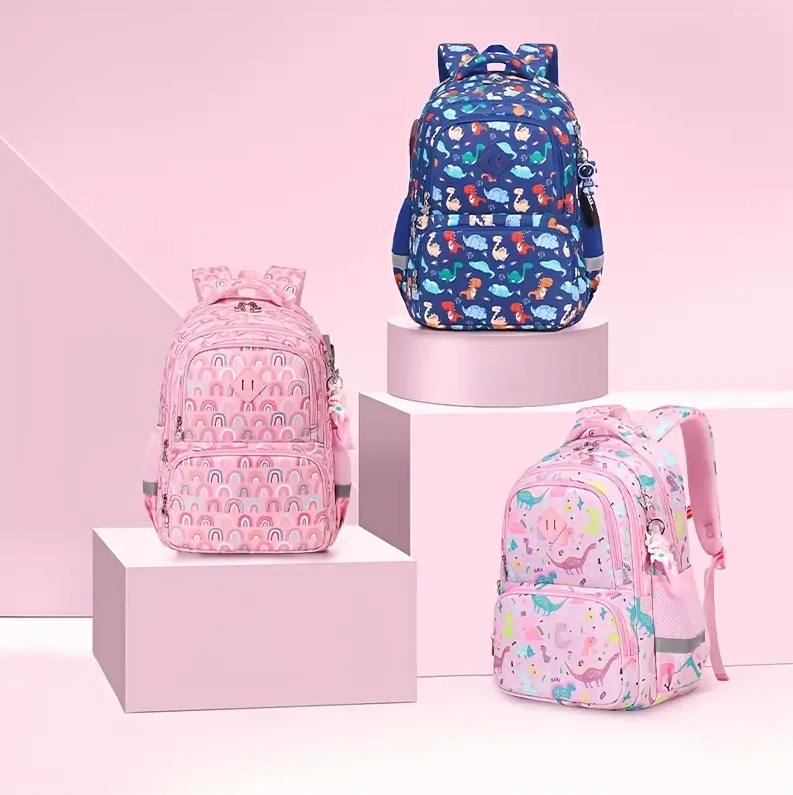 Kids Lightweight Large Capacity Backpack, Casual Style Multifunctional Bag With Fun Prints For Elementary & Middle School