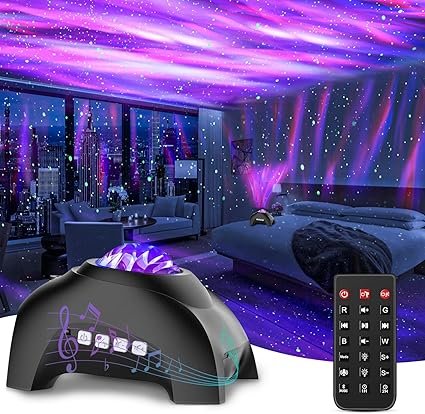 CIMELR Northern Lights Aurora Projector with Bluetooth speaker and galaxy light effects