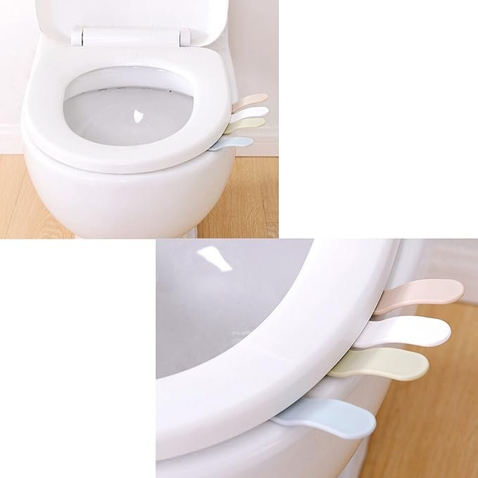 Toilet Seat Lifter Tab being used to lift the seat without touching it