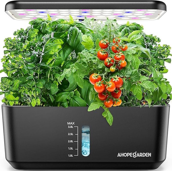 10 Pods Indoor Hydroponic Growing System with LED light and planter